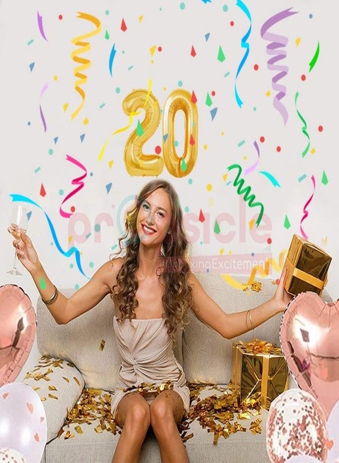 بروبسيكل بالونات هيليوم ذهبية اللون من بروبسيكل، مقاس 16 بوصة، على شكل الرقم 20، لتزيين حفلات أعياد الميلاد | بالونات الرقم 20، مناسبة لأعياد الميلاد/الذكرى السنوية | الرقم 20 - Image 2